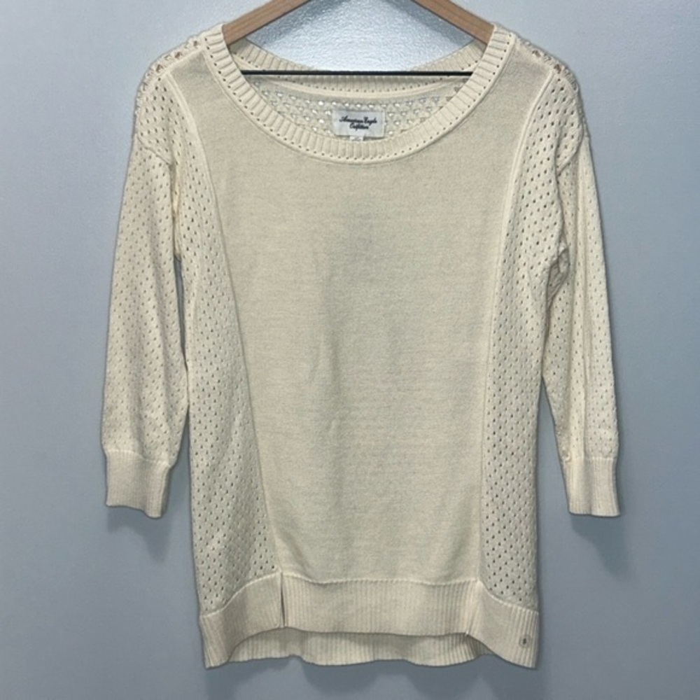 "NWT" American Eagle Outfitters Women's Boat Neck Cotton Knit Pullover Sweater-S